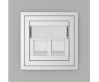 Egyes keret+dupla RJ45 aljzat, METALLO Inox/Alumínium