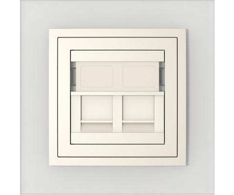 Egyes keret+dupla RJ45 aljzat, CRYSTAL Üveg/Gyöngyház