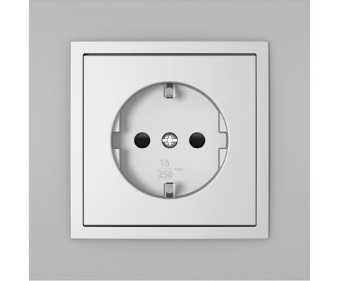 Egyes keret+dugalj fedlap, METALLO Inox/Alumínium