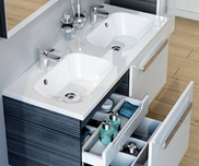 Chrome fürdőszobai szekrény duplamosdó alá SD 1200 fehér/fehér